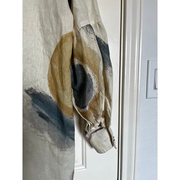 SIR x Gabrielle Penfold Martine Linen Long Sleeve Shirt Dress Painted Cream US 4 - Picture 9 of 10
